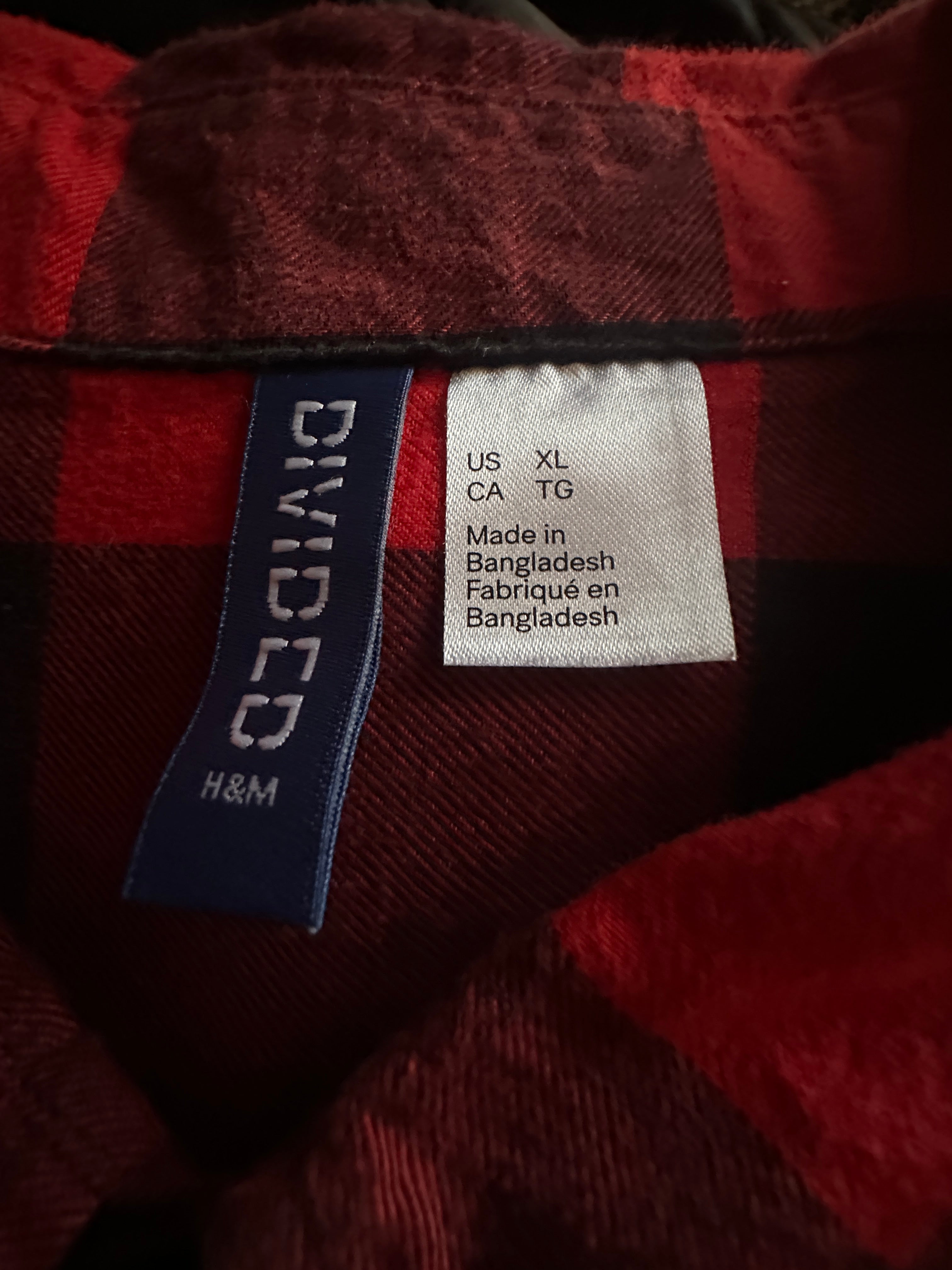 H&M Divided red and black plaid flannel shirt