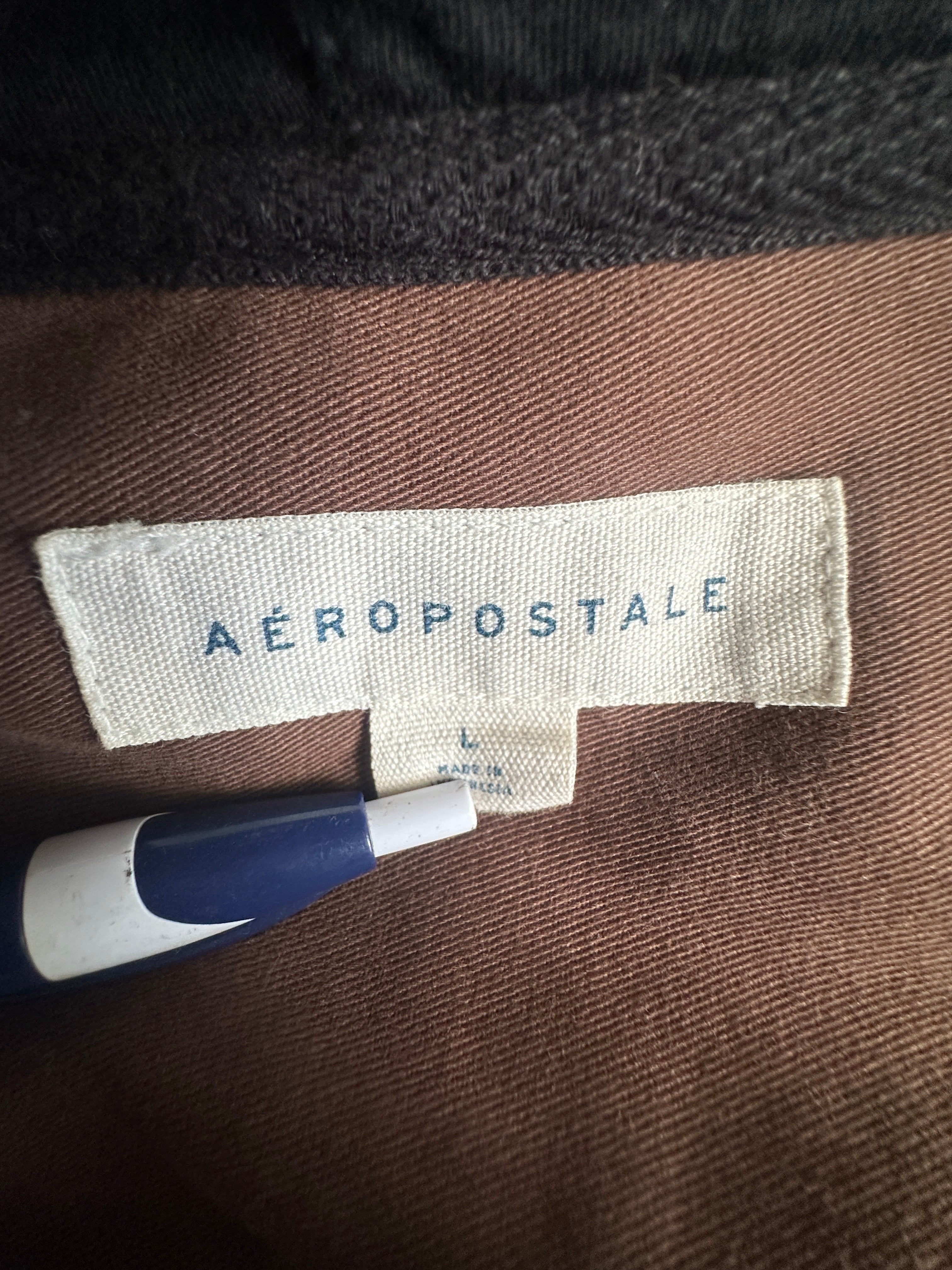 Aéropostale Long Sleeve Hooded Workwear Button-Down Shirt